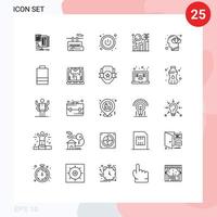 Pacote de linha de interface de usuário de 25 sinais e símbolos modernos de gráficos de harmonia de poder de cabeça de lótus elementos de design de vetores editáveis