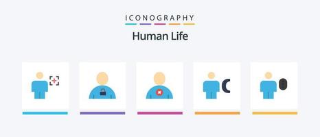 pacote de ícones humano plano 5, incluindo informações. ligar. cadeado. corpo. do utilizador. design de ícones criativos vetor