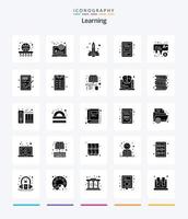 pacote de ícone preto sólido de 25 glifos de aprendizado criativo, como arquivo. ebook. on-line. livro. Aprendendo vetor