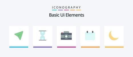 elementos básicos da interface do usuário flat 5 icon pack incluindo sleep. lua. imagem. ano. dia. design de ícones criativos vetor