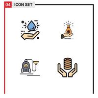 4 ícones criativos sinais modernos e símbolos de elementos de design de vetores editáveis de economia de mão de dívida biológica
