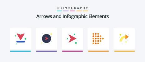 pacote de ícones de seta plana 5, incluindo . pra cima. flecha. direita. Setas; flechas. design de ícones criativos vetor