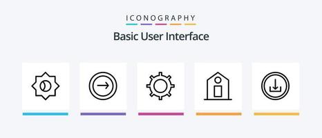pacote básico de ícones da linha 5, incluindo download. definir. sinais. interface. design de ícones criativos vetor