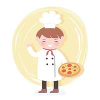 personagem de desenho animado do chef segurando pizza vetor