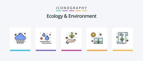 linha de ecologia e meio ambiente cheia de 5 ícones, incluindo verde. folha. natureza. verde. ambiente. design de ícones criativos vetor