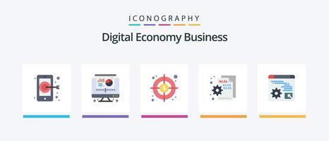 pacote de ícones plana de 5 negócios de economia digital, incluindo economia. digital. dólar. rede. página. design de ícones criativos vetor