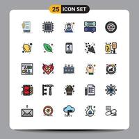 25 interface do usuário linha cheia pacote de cores planas de sinais e símbolos modernos de bolha de mensagem de natal de férias elementos de design de vetores editáveis