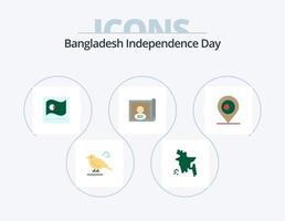 pacote de ícones planos do dia da independência de bangladesh 5 design de ícones. bangladash. localização. bandeira. internacional. país vetor