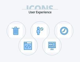 experiência do usuário azul icon pack 5 design de ícone. ver. relógio. excluir. quadra vetor