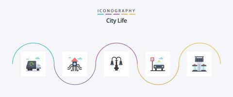 pacote de ícones plano 5 da vida na cidade, incluindo barra. cidade. vida. estacionamento. vida vetor