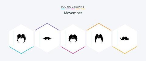 pacote de ícones movember 25 glyph incluindo . vetor