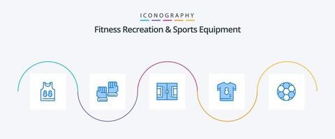 recreação de fitness e equipamento esportivo azul 5 ícones incluindo futebol. pág. campo. kit. futebol vetor