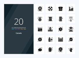 20 ícone de glifo sólido do Canadá para apresentação vetor