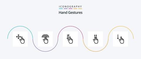 gestos de mão linha 5 pacote de ícones incluindo dedo. baixa. gestos. dedos vetor