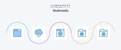 pacote de ícones multimídia azul 5, incluindo . novo. pasta. excluir vetor