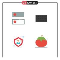pacote de interface do usuário de 4 ícones planos básicos de dns protege ferramentas tipo elementos de design de vetores editáveis