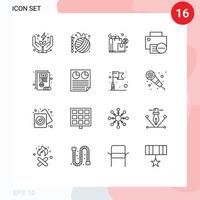 pacote de esboço de 16 símbolos universais de dispositivos de tricô de gadget de impressora elementos de design de vetores editáveis de impostos