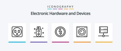 Dispositivos linha 5 pacote de ícones incluindo equipamento. elétrico. Móvel. dispositivos. dispositivos. design de ícones criativos vetor