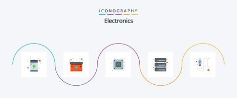 pacote de ícones eletrônicos planos 5, incluindo . arame. plugue. USB. cabo vetor