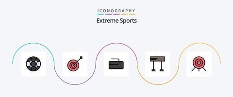 linha esportiva cheia de pacote de 5 ícones planos, incluindo alvo. tiro com arco. ondulação. esporte. linha vetor