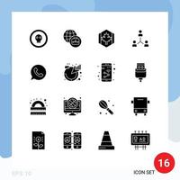 16 sinais de glifos sólidos universais símbolos da hierarquia da equipe canadá grupo empresa elementos de design de vetores editáveis