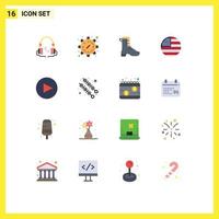 grupo de símbolos de ícone universal de 16 cores planas modernas de jogo EUA atividade ação de graças pacote americano editável de elementos de design de vetores criativos