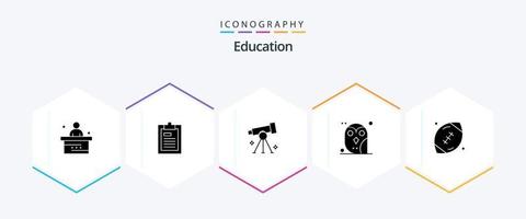 pacote de ícones de 25 glifos de educação, incluindo noite. animal. página. estudar. pesquisa vetor