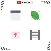pacote de 4 ícones planos criativos de elementos de design de vetores editáveis de correio de salada de escada de aplicativo