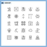 pacote de interface do usuário de 25 linhas básicas de dar o conceito de cuidado assistir acessórios de moda elementos de design de vetores editáveis