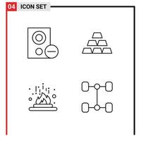 Pacote de 4 linhas de interface de usuário de sinais e símbolos modernos de elementos de design de vetores editáveis de calor químico de hardware de computadores