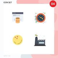 grupo de 4 sinais e símbolos de ícones planos para hospedagem de site de boliche na web time strike elementos de design de vetores editáveis
