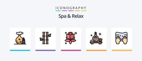linha de spa e relaxamento cheia de 5 ícones, incluindo . spa . Rocha . tigela .. design de ícones criativos vetor