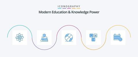educação moderna e conhecimento power blue 5 icon pack incluindo calendário. alfabeto. bola. básico. abc vetor