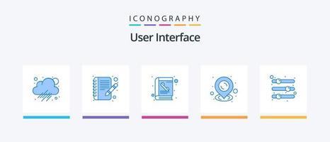 pacote de ícones azul 5 da interface do usuário, incluindo controle deslizante. opções. telefone. equalizador. linha de fluxo. design de ícones criativos vetor