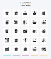 pacote de ícones pretos sólidos de 25 glifos criativos para casa inteligente, como luz. Internet. inteligente. idéia. Tempo vetor