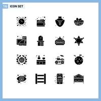 16 interface do usuário pacote de glifos sólidos de sinais e símbolos modernos de hardware computador gema primavera páscoa elementos de design vetorial editável vetor