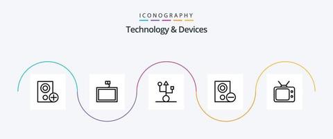 Dispositivos linha 5 pacote de ícones incluindo remover. gadget. computadores. dispositivos. tecnologia vetor