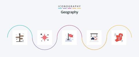pacote de ícones de 5 planos de geografia, incluindo localização. quadro. de praia. mapa. localização vetor