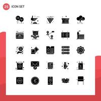 25 ícones criativos sinais modernos e símbolos de elementos de design de vetores editáveis de padaria de pão internacional de comida em nuvem