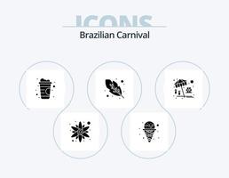 pacote de ícones de glifos de carnaval brasileiro 5 design de ícones. . período de férias. linha. guarda-chuva. pena de quinn vetor