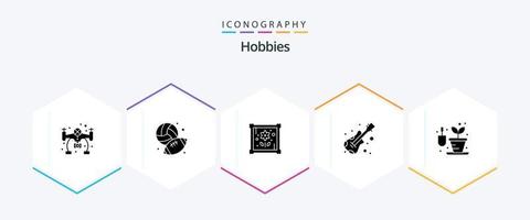 pacote de ícones de 25 glifos de hobbies, incluindo . passatempo. hobbies. hobbies. música vetor