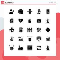 conjunto moderno de 25 glifos e símbolos sólidos, como elementos de design de vetores editáveis de chef de aplicativos desativados criativos