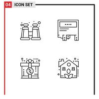 pacote de 4 sinais e símbolos modernos de cores planas de linha preenchida para mídia impressa na web, como elementos de design de vetores editáveis de presente de mensagem de cartão binocular