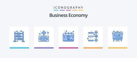 pacote de ícones de economia azul 5, incluindo economia. mercado. bancário. economia. dinheiro. design de ícones criativos vetor