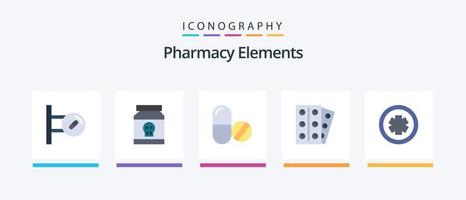 Elementos de farmácia Flat 5 Icon Pack, incluindo médico. paciente. tóxico. medicina. tábua. design de ícones criativos vetor