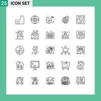 conjunto de 25 símbolos de símbolos de interface do usuário modernos para dispositivos apontam elementos de design de vetores editáveis de escritório de seguros de automóveis