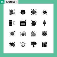 16 ícones criativos, sinais e símbolos modernos de relâmpagos de tempestade, tecnologia de nuvem do Islã, elementos de design de vetores editáveis