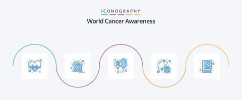 pacote de ícones azul 5 de conscientização mundial sobre o câncer, incluindo fígado. doença. lar. Câncer. saúde vetor