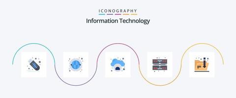 pacote de ícones plana 5 de tecnologia da informação, incluindo . pasta. administração. download. memória vetor