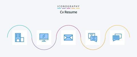 cv resume o pacote de ícones azul 5, incluindo . Educação. mensagem vetor